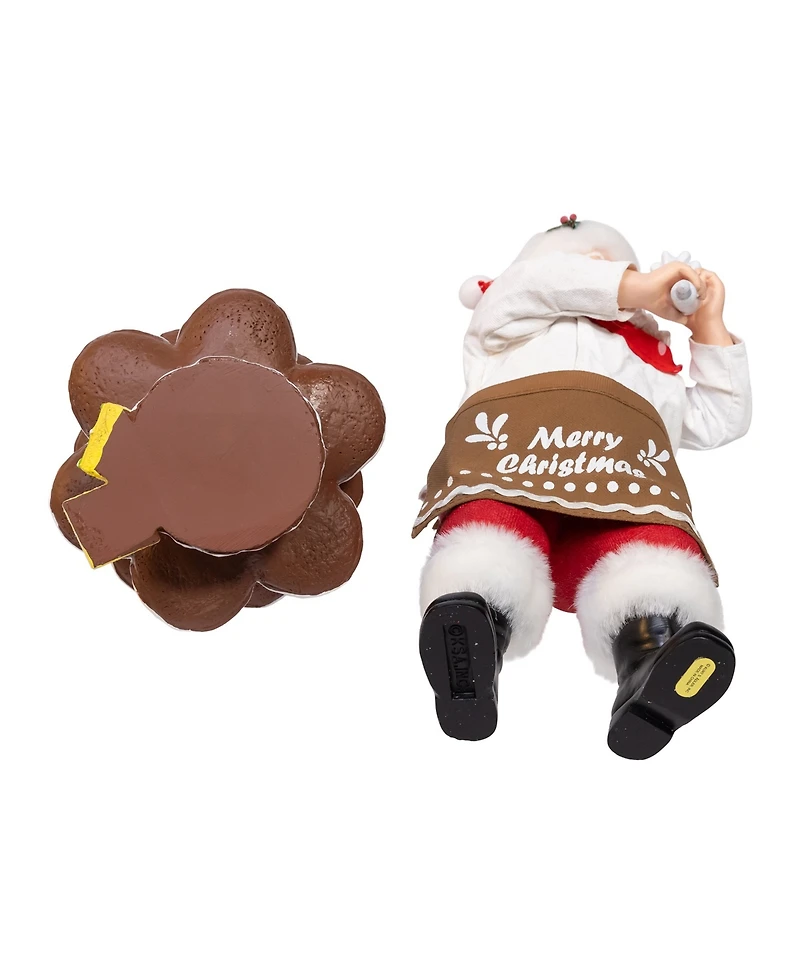 Kurt Adler 10.5-Inch Fabriche Santa Decorating Gingerbread Tree, 2-Piece Set