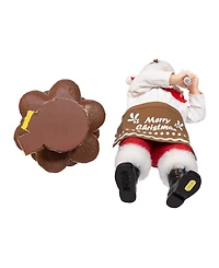 Kurt Adler 10.5-Inch Fabriche Santa Decorating Gingerbread Tree, 2-Piece Set