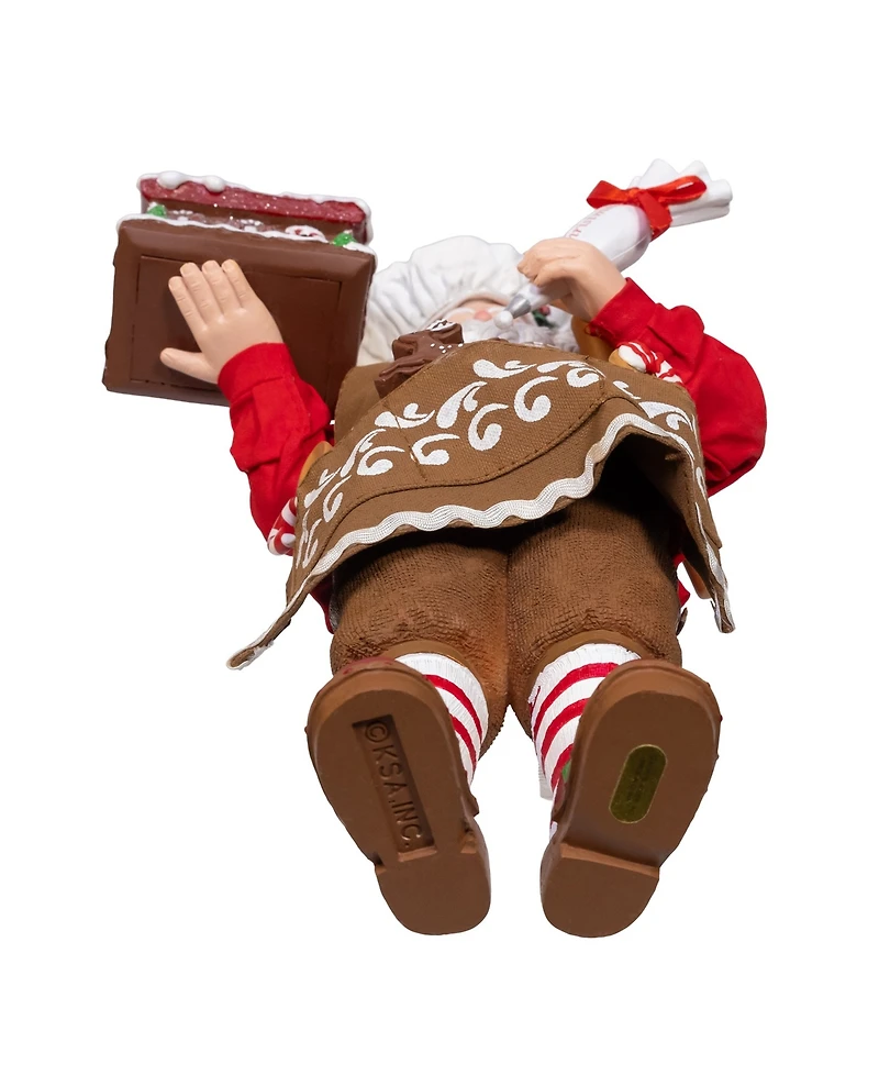 Kurt Adler 10.5-Inch Fabriche Chef Santa Decorating Gingerbread House