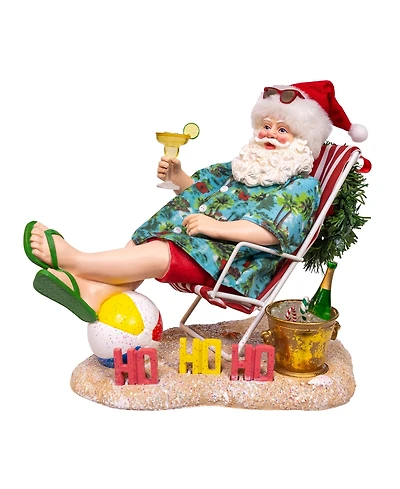 Kurt Adler 8.5-Inch Fabriche Santa Sitting on Beach Chair