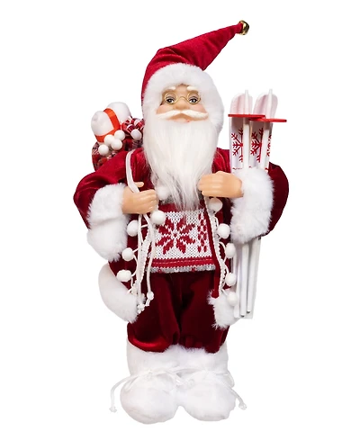 Kurt Adler 12-Inch Standing Christmas Santa with Skis