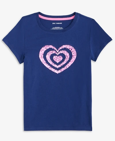 Epic Threads Girls 5-20 Sequined Heart T-Shirt, Macy's Exclusive