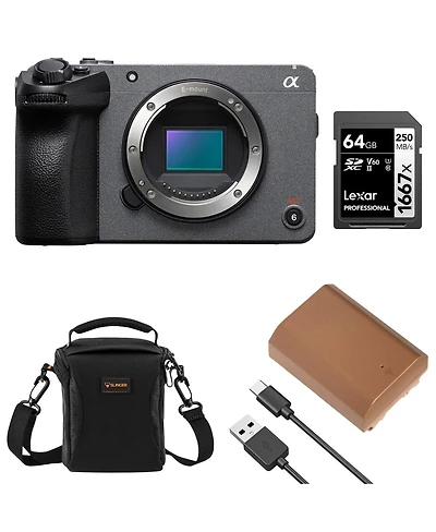 Sony FX30 Super 35 Cinema Line Camera Bundle With Spare Battery, 64GB V60, Uhs-ii Sd Card, Shoulder Bag