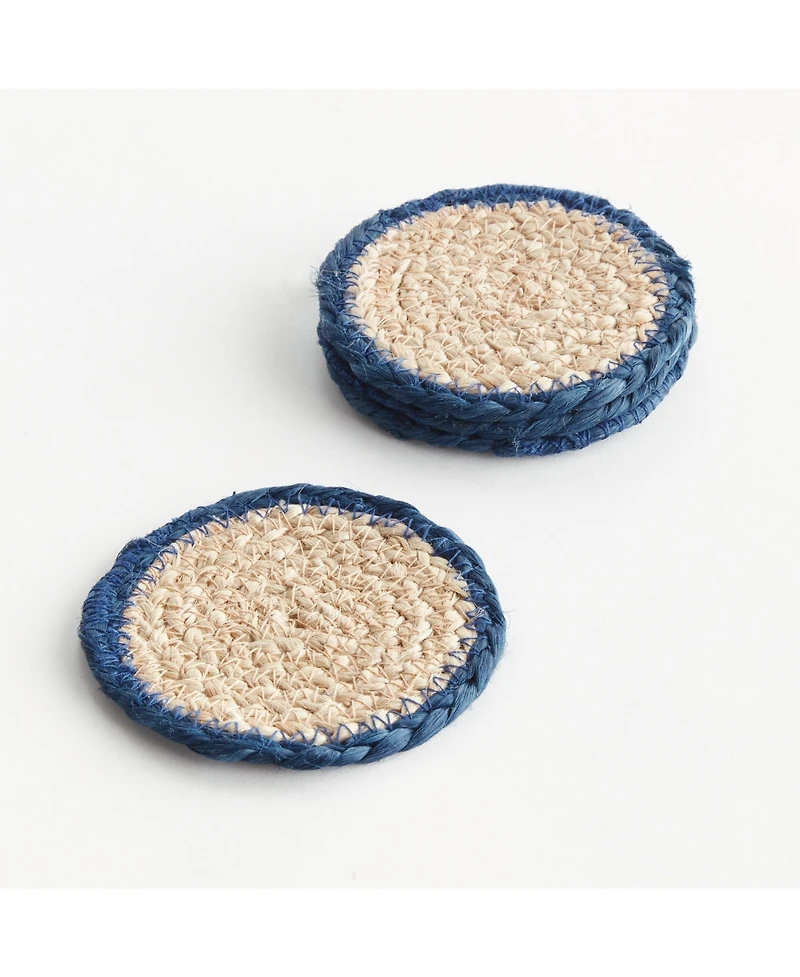 Napa Home & Garden Jute Coasters, Set of 4 - Natural/Navy - Durable & Stylish