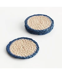 Napa Home & Garden Jute Coasters, Set of 4 - Natural/Navy - Durable & Stylish