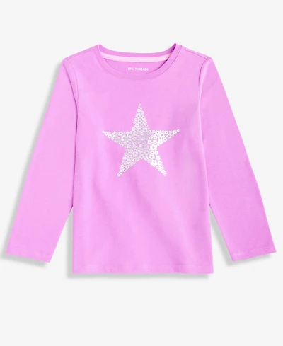Epic Threads Girls Toddler 2T-4T Holographic Star Long-Sleeve T-Shirt, Macy's Exclusive