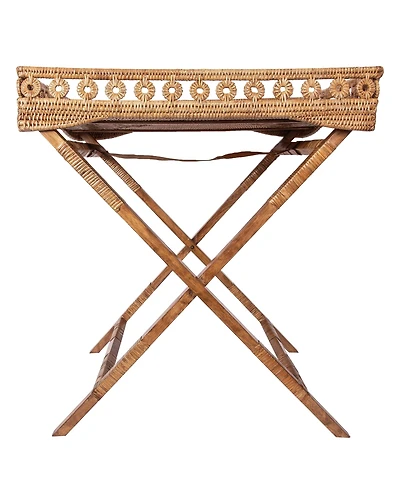Artifacts Rattan Inna Design Butler Tray with Wooden Legs