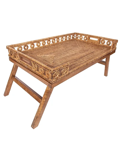 Artifacts Rattan Inna Design Breakfast Tray with Wooden Legs