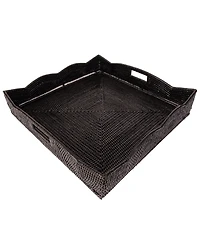 Artifacts Rattan Scallop Collection Square Tray With Cutout Handles