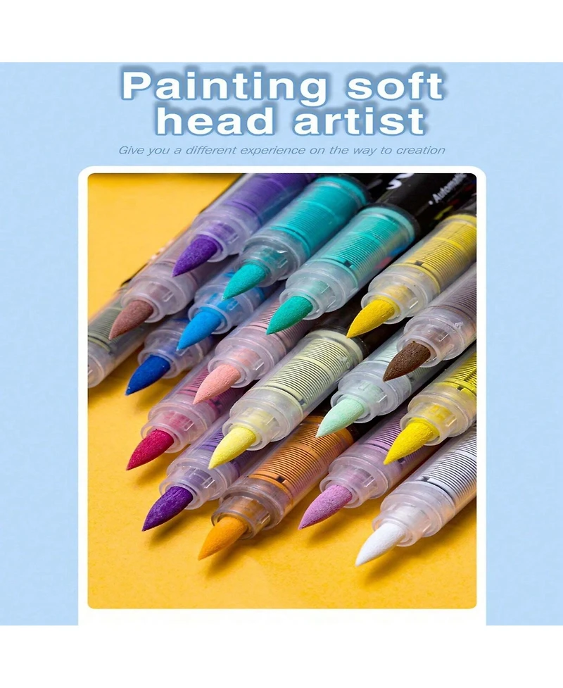 Htutwoo 48 Colors Acrylic Paint Pens, Soft Brush Tip Paint Markers, Quick-Drying Waterproof Acrylic Markers for Canvas, Fabric Painting, Diy Crafts