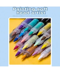 Htutwoo 48 Colors Acrylic Paint Pens, Soft Brush Tip Paint Markers, Quick-Drying Waterproof Acrylic Markers for Canvas, Fabric Painting, Diy Crafts
