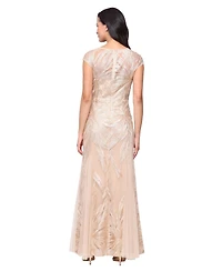 Alex Evenings Women's V-Neck Embroidered Tulle Dress