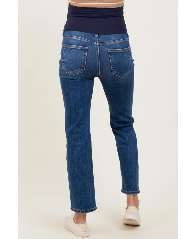 Pinkblush Maternity Dark High Rise Crop Straight Jeans