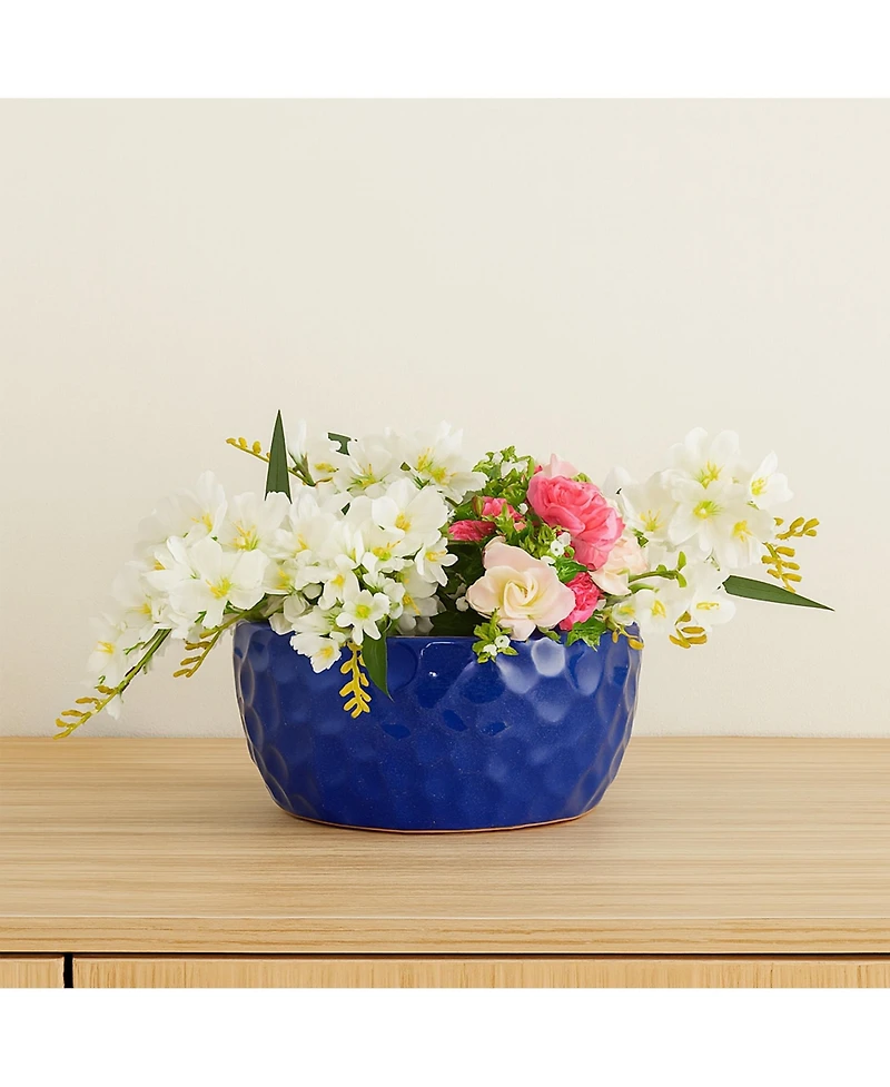 Chic Crate 3-Piece Antique Blue Ceramic Planter Set