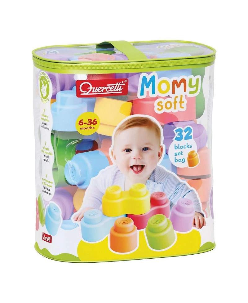 Quercetti Soft Stack Baby Bricks - 32 Pieces
