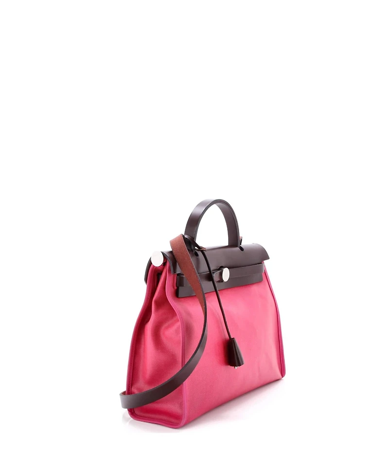 Pre-Owned HERMA‰S 31 Herbag Zip Berline Vache Canvas and Leather