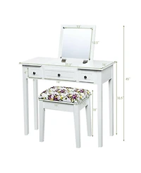 Volenca Vanity Dressing Table Set with Flip Top Mirror and 3 Drawers