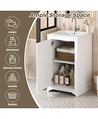 Casainc 20-Inch Bathroom Vanity with Ceramic Sink, Freestanding Single Vanity, Soft-Close Door & Adjustable Shelf