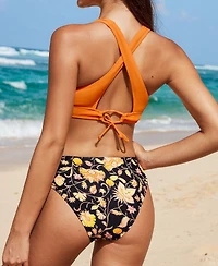 Cupshe Women's V Neck Triangle Top Wide Straps Cross Back Bikini Set