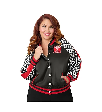 Unique Vintage Plus Size Satin Bomber Jacket