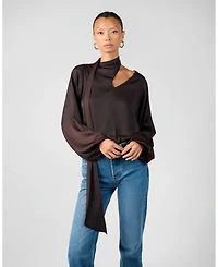 WeWoreWhat Women's Wrap Neck Tie Top