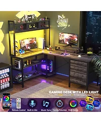 Aheaplus 59'' W L-Shaped Computer Desk with Tall Hutch,Corner