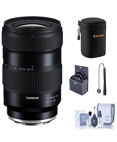Tamron 17-50mm f/4 Di Iii Vxd Lens for Sony E, Bundle with 67mm Filter Kit, Medium Soft Lens Cas, Cleaning Kit and Lens Cap Tether