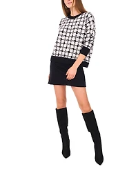 Vince Camuto Houndstooth Pull-On Sweater