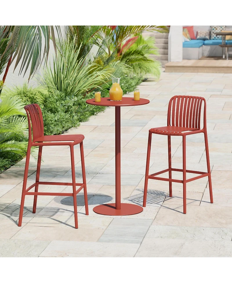 WestinTrends 3-Piece Patio Adjustable Bar Table with Stackable Stools