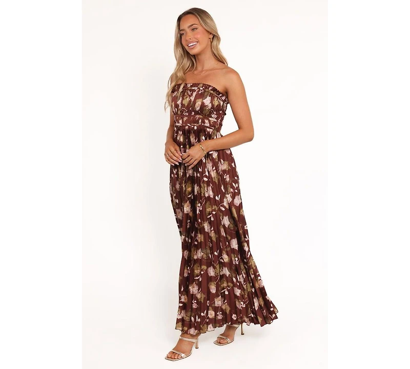 Petal and Pup Women's Angelique Strapless Maxi Dress - Brown Floral