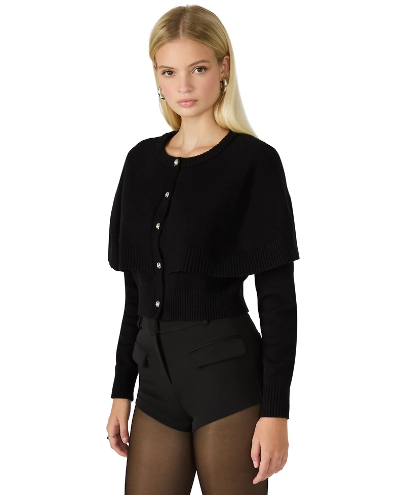 Steve Madden Women's Gisselle Long Sleeves Sweater Cape Cardigan