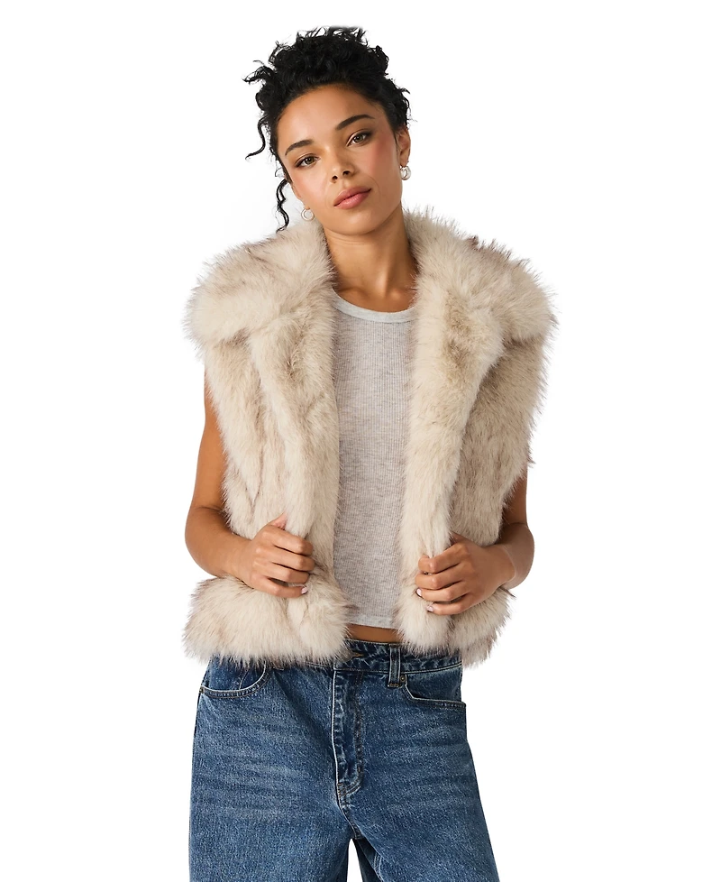 Steve Madden Women's Safira Faux Fur Collared Vest