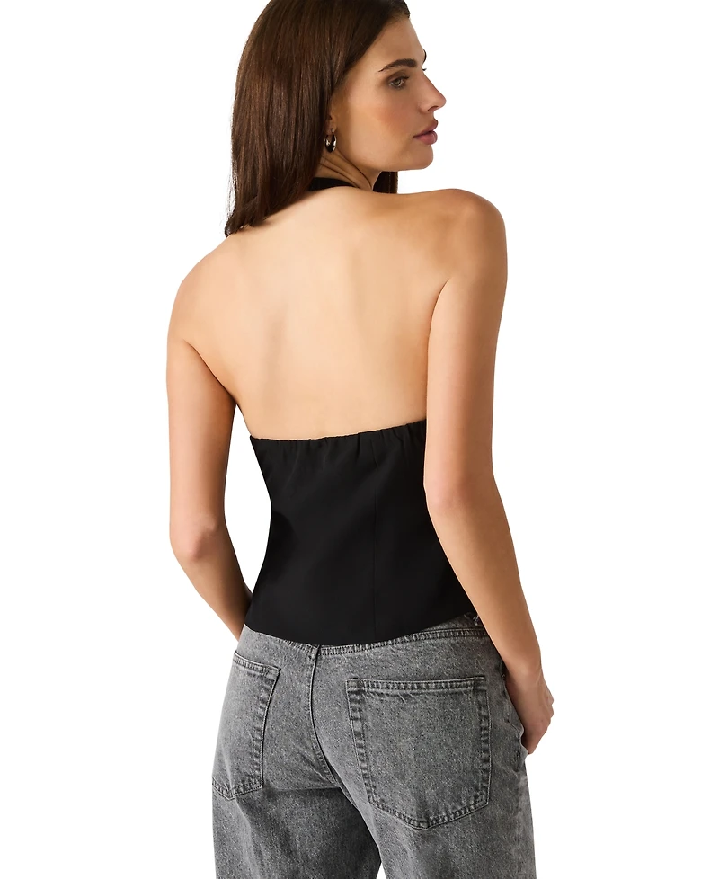 Bb Dakota Women's Rhinestone Bow Halter Neck Top