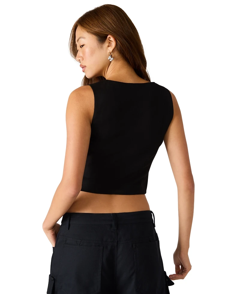 Steve Madden Carmella Women's Double Breasted Sleeveless Tuxedo Top