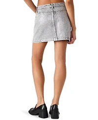 Steve Madden Women's Beck Metallic Coated Denim Mini Skirt