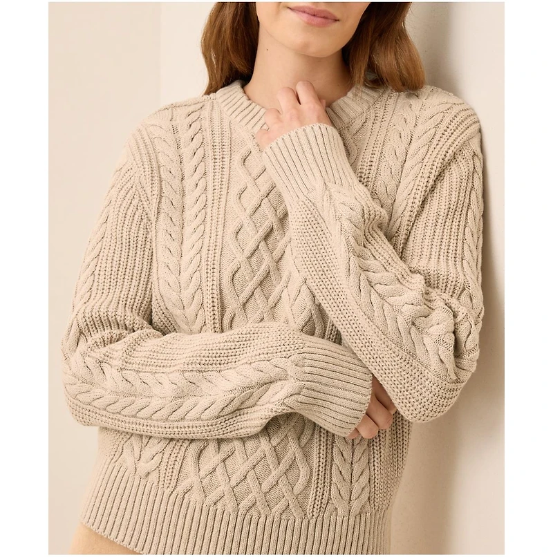 Pact Women's Cable Knit Crew Sweater