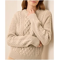Pact Women's Cable Knit Crew Sweater