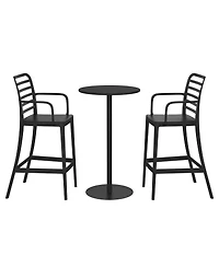 WestinTrends 2-Person Adjustable Round Bar Table with Stackable Stools Dining Set