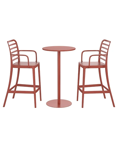 WestinTrends 2-Person Adjustable Round Bar Table with Stackable Stools Dining Set