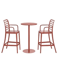 WestinTrends 2-Person Adjustable Round Bar Table with Stackable Stools Dining Set