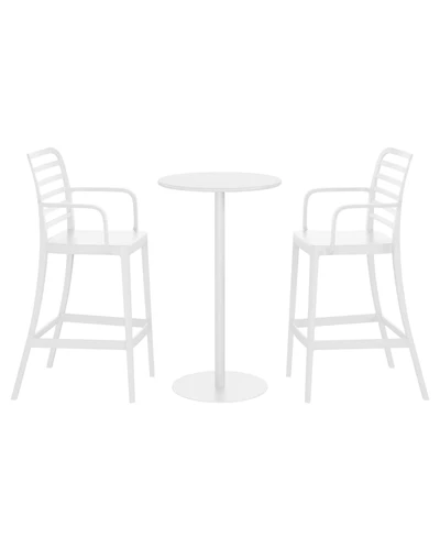 WestinTrends 2-Person Adjustable Round Bar Table with Stackable Bar Stools Dining Set