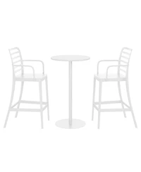 WestinTrends 2-Person Adjustable Round Bar Table with Stackable Bar Stools Dining Set