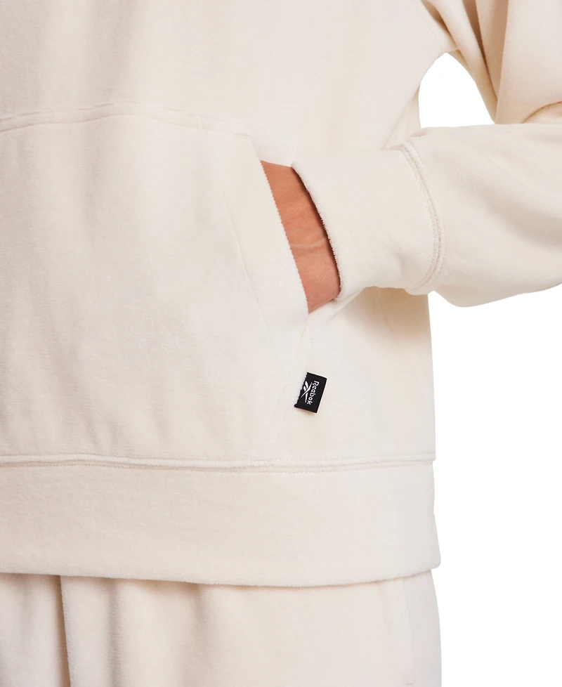 Reebok Women's New Heritage Velour Half Zip Collared Top