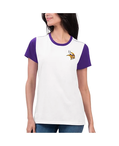 G-iii 4Her by Carl Banks Women's White/Purple Minnesota Vikings Fashion Illustration T-Shirt