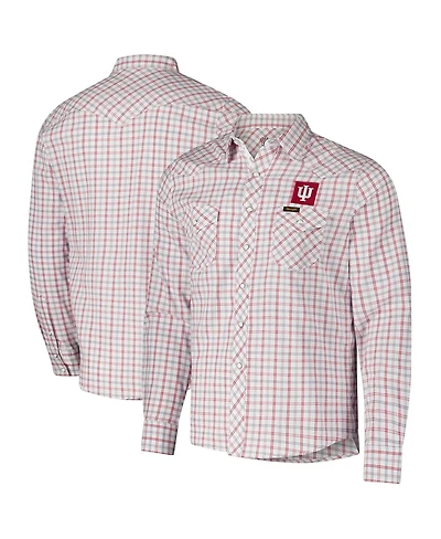 Colosseum Men's x Wrangler White Indiana Hoosiers Plaid Window Pane Long Sleeve Full-Snap Shirt