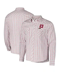 Colosseum Men's x Wrangler White Indiana Hoosiers Plaid Window Pane Long Sleeve Full-Snap Shirt