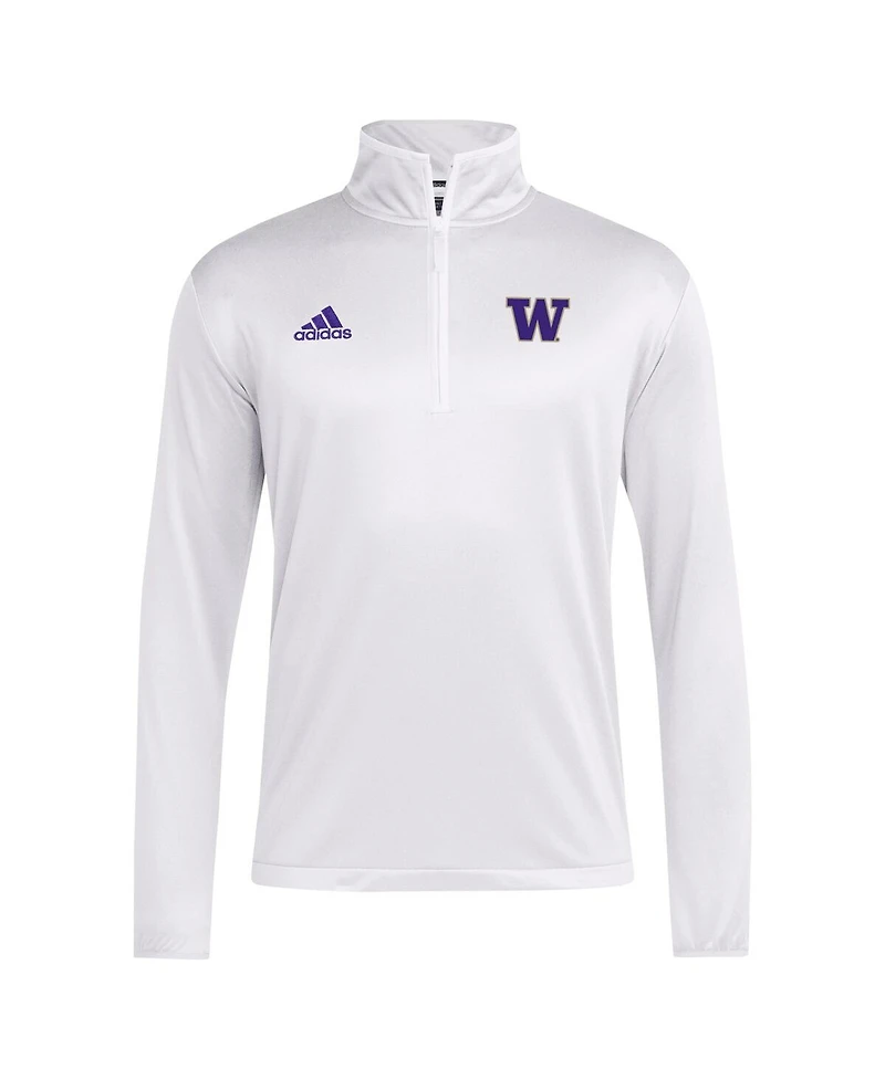 Adidas Men's White Washington Huskies 2024 Coaches Sideline Quarter-Zip T-Shirt