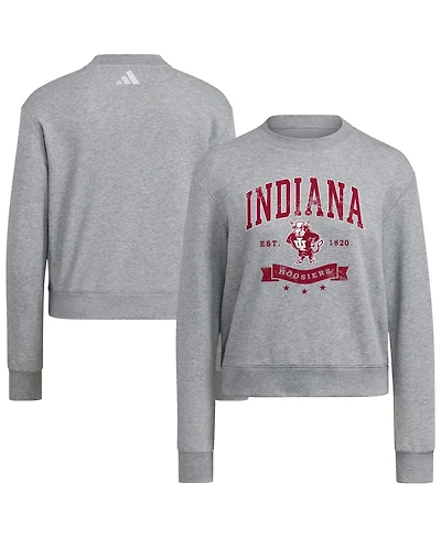 Adidas Women's Gray Indiana Hoosiers Pullover Crewneck Sweatshirt