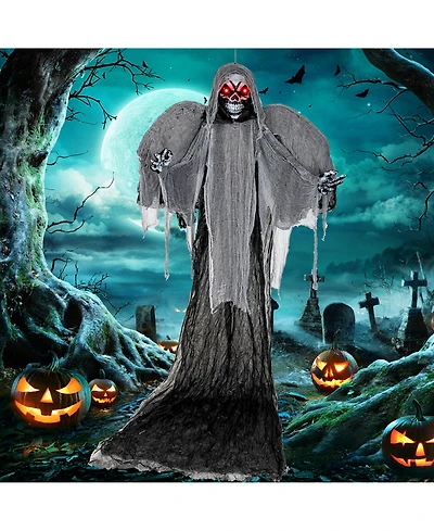 12.1 Ft Hanging Halloween Decoration Skeleton Ghost with Flickering Red Eyes