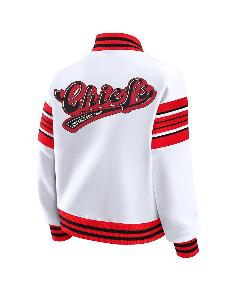 Wear by Erin Andrews Women's White Kansas City Chiefs Full-Snap Fleece Sweatshirt Jacket